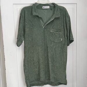 LAGUNA Men's Green Terry Cloth Polo Shirt Large Retro Grandpa